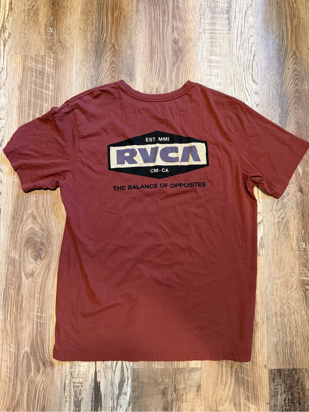 RVCA Maroon Short Sleeve Logo Tee